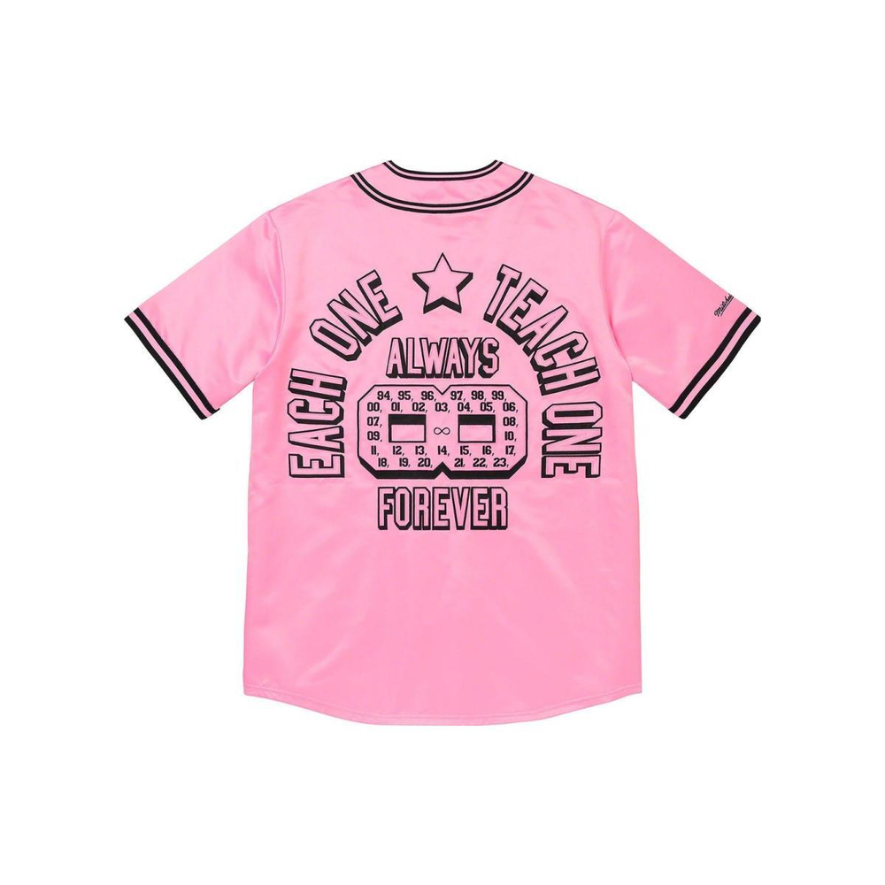 Supreme SS23 Week 1 x MITCHELL & NESS SATIN BASEBALL JERSEY Logo T