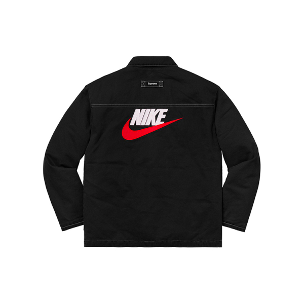 Supreme FW18 x Nike Double Zip Quilted Work Jacket Black Logo