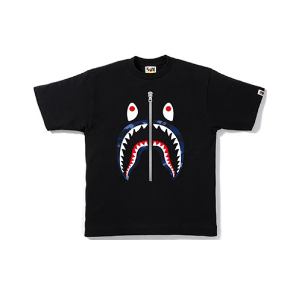A BATHING APE Color Camo Shark Tee Black/Navy T