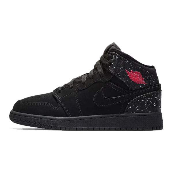 Jordan Air Jordan 1 Mid Black Rush Pink White Splatter