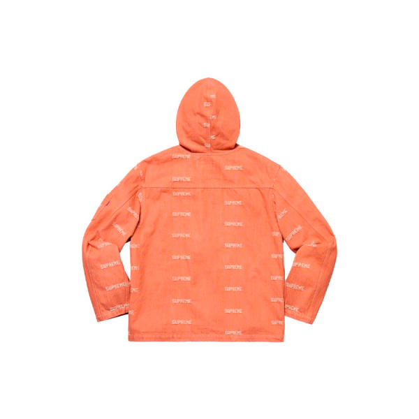 Supreme SS19 Logo Denim Turnout Jacket Orange Logo