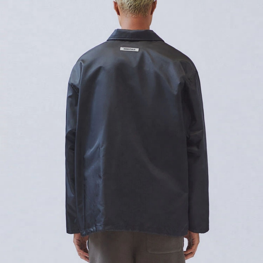 Fear of God Essentials Coach Jacket Black Logo