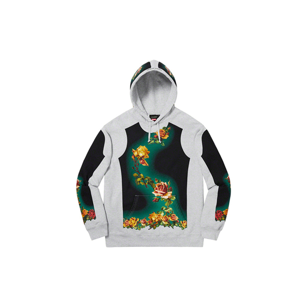 Supreme SS19 x Jean Paul Gaultier Floral Print Hooded Sweatshirt Grey