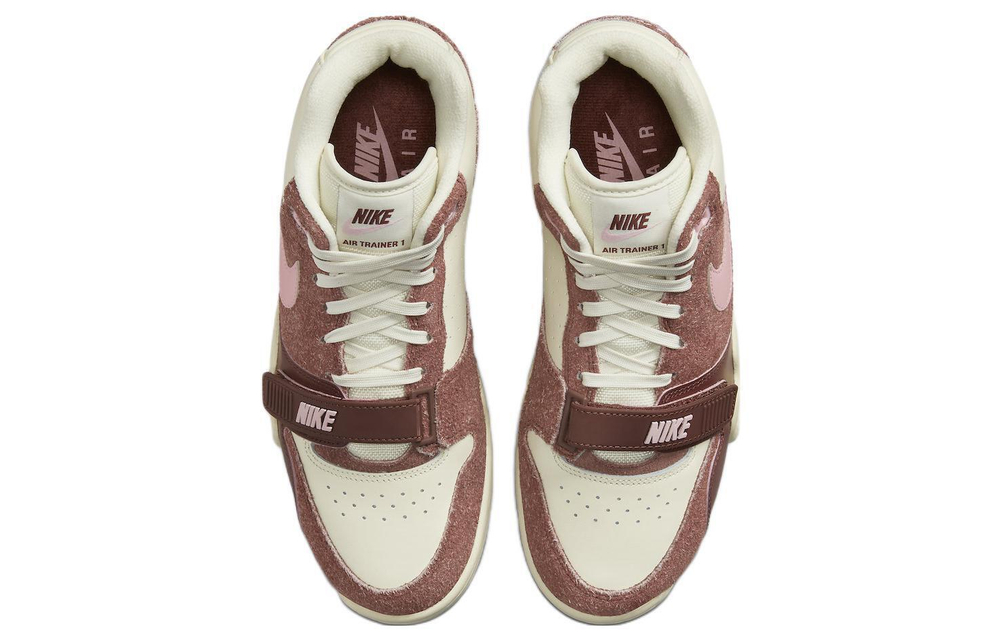 Nike Air Trainer 1 "Soft Pink and Coconut Milk" shock absorption, non-slip and wear-resistant mid-top training shoes for men and women with the same brown pink and white