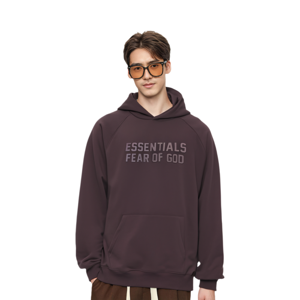 Fear of God Essentials SS23 Essentials Hoodie Plum Logo