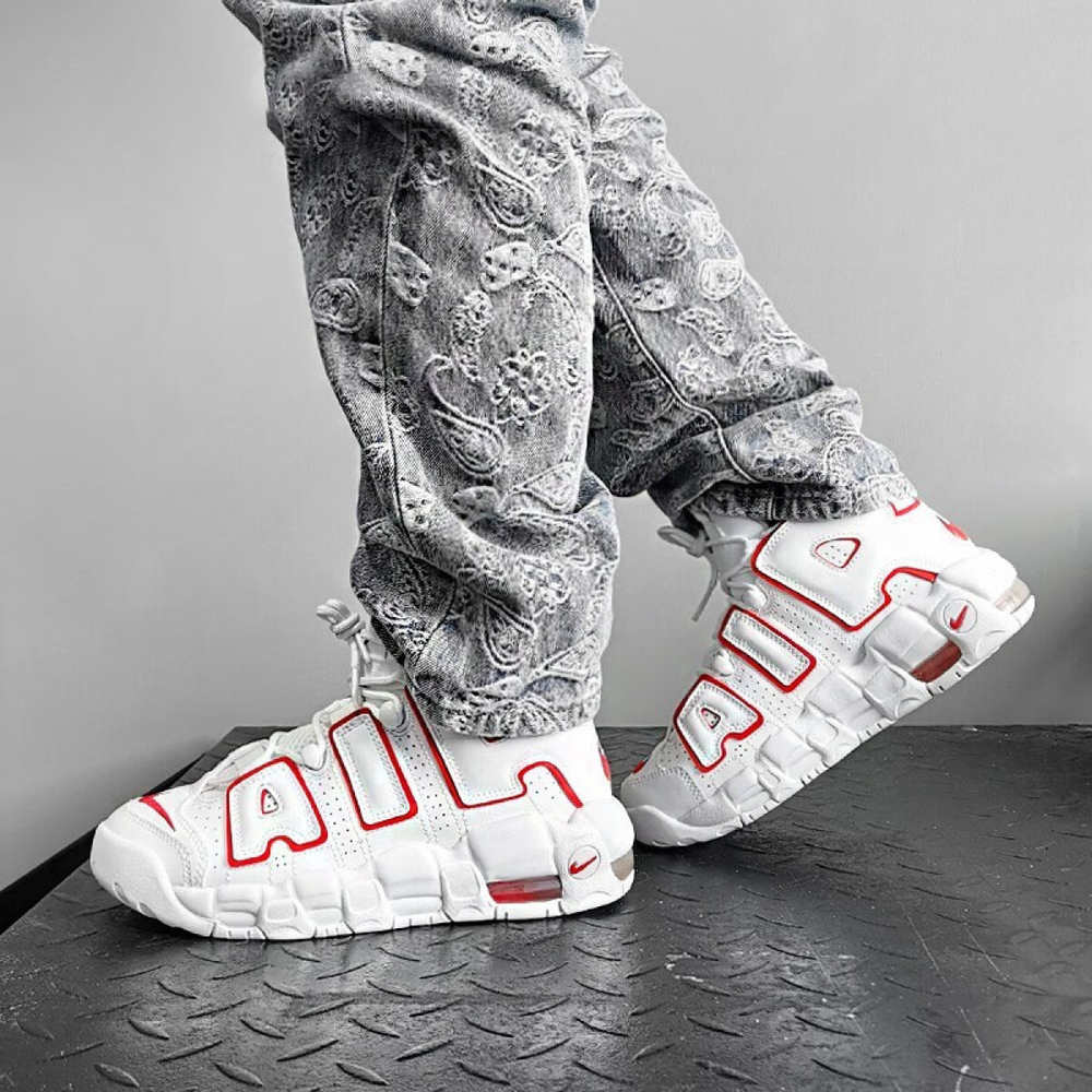 Nike Air More Uptempo "White Varsity Red Outline" 2021