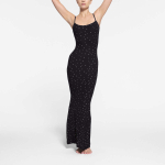 SKIMS SOFT LOUNGE LONG SLIP DRESS ONYX SPARKLE PRINT /