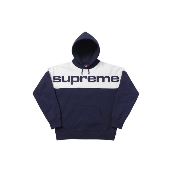 Supreme FW17 Blocked Hoodie Navy Logo