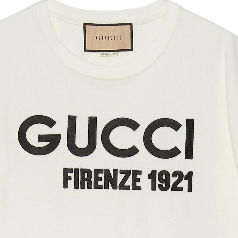 GUCCI Cotton Jersey T-Shirt With Embroidery Logo T