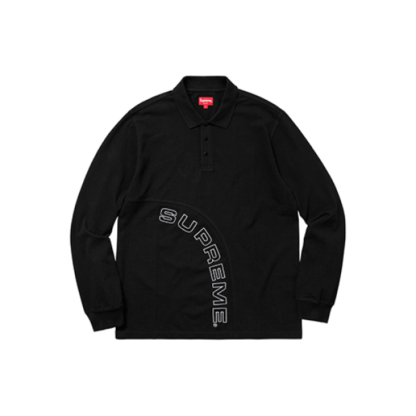 Supreme SS18 Corner Arc L/S Polo Black Logo polo