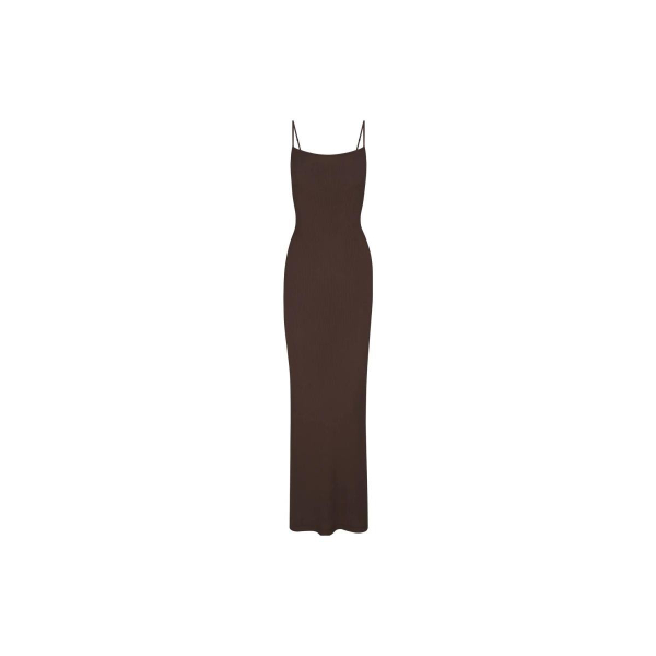 SKIMS SOFT LOUNGE LONG SLIP DRESS /COCOA