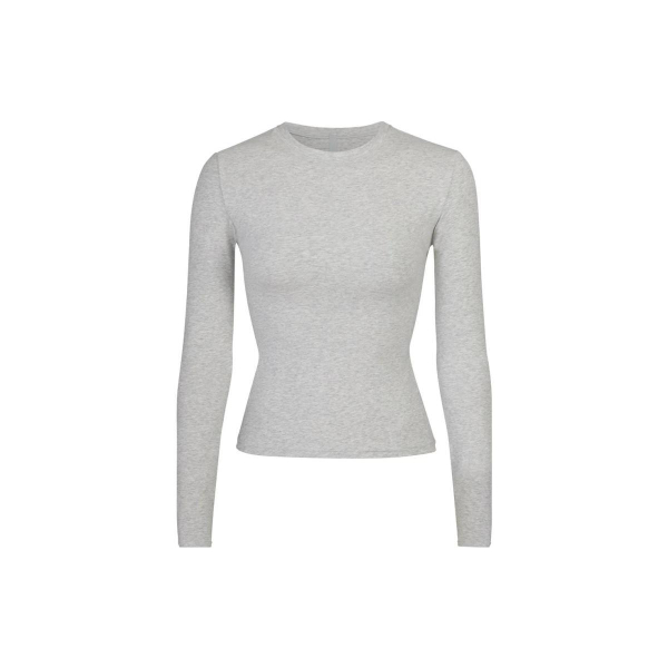 SKIMS COTTON JERSEY T LIGHT HEATHER GREY/