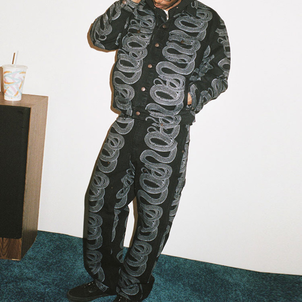 Supreme SS21 Week 4 x HYSTERIC GLAMOUR Snake Double Knee Denim Painter Pant