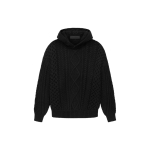 Fear of God Essentials The Black Collection SS23 Cable Knit Hoodie Jet Black