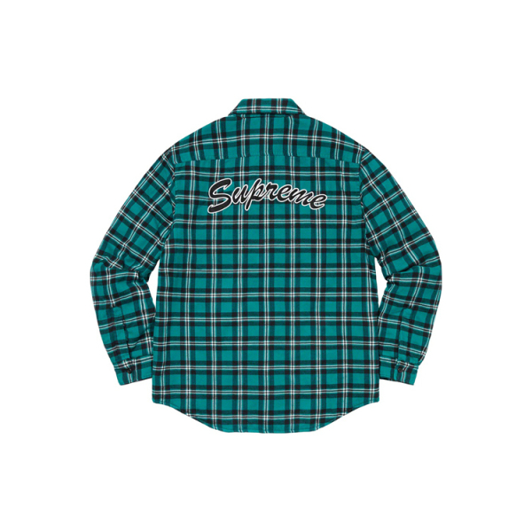 Supreme FW19 Week 17 Arc Logo Quilted Flannel Shirt logo