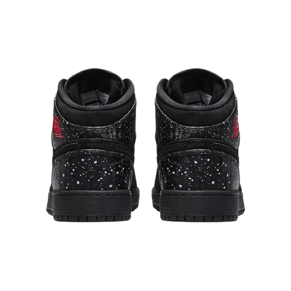 Jordan Air Jordan 1 Mid Black Rush Pink White Splatter