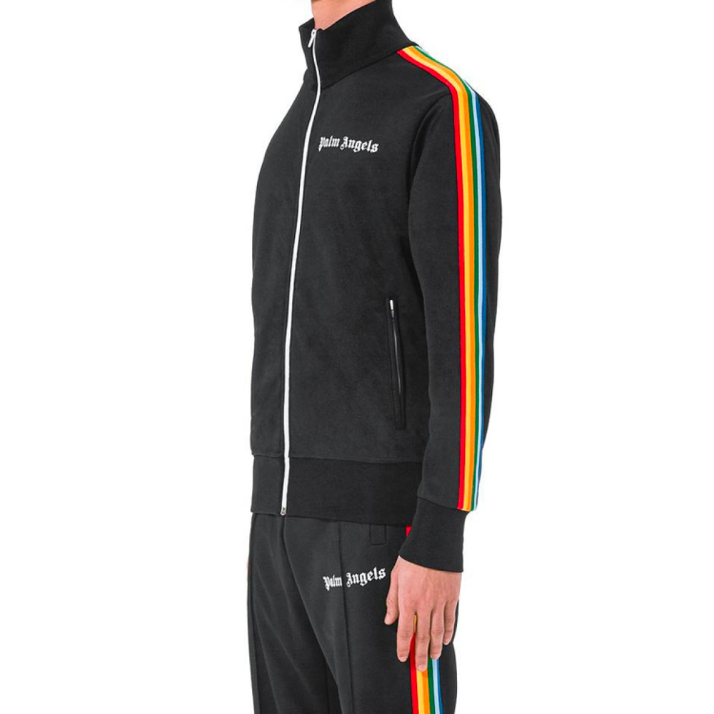 PALM ANGELS Black Rainbow Track Jacket