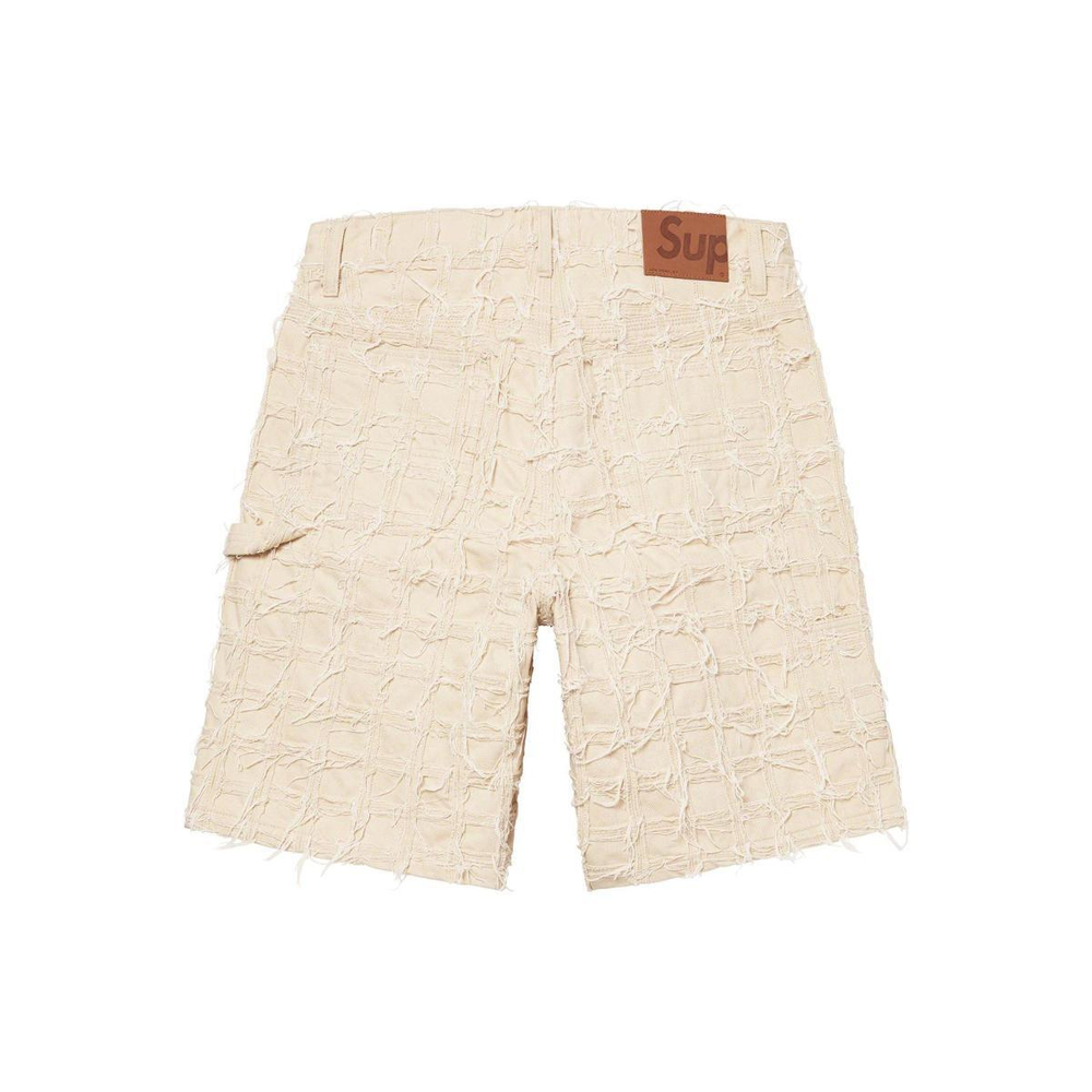 Supreme SS23 WEEK16 FRAYED PATCHWORK BAGGY DENIM SHORT logo