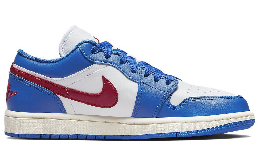 Jordan Air Jordan 1 "Sport Blue" leather shock absorption, non-slip, wear-resistant, low-cut retro basketball shoes women's blue and white