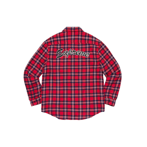 Supreme FW19 Week 17 Arc Logo Quilted Flannel Shirt logo