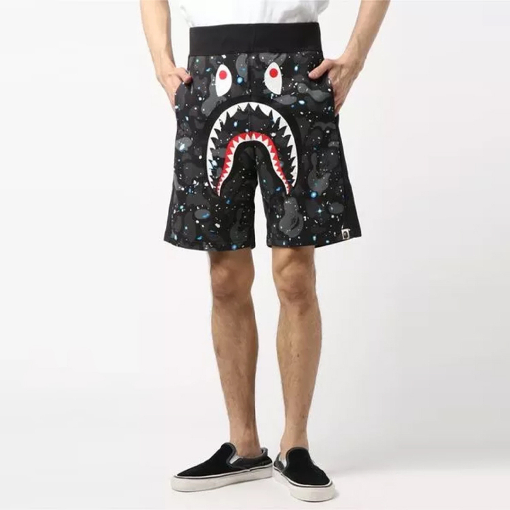 A BATHING APE Space Camo Shark Sweat Shorts