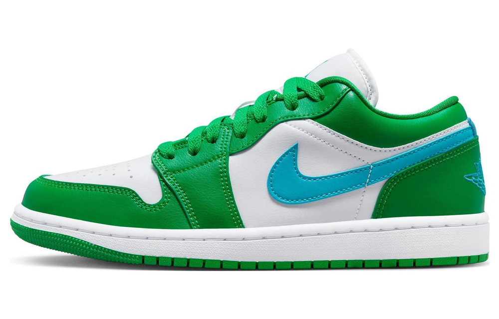 Jordan Air Jordan 1 Low leather trend retro details exquisite shock absorption non-slip wear-resistant low-cut retro basketball shoes women's white, green and blue