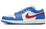 Jordan Air Jordan 1 "Sport Blue" leather shock absorption, non-slip, wear-resistant, low-cut retro basketball shoes women's blue and white