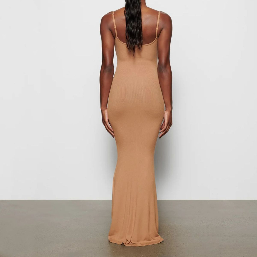 SKIMS SOFT LOUNGE LONG SLIP DRESS /CAMEL
