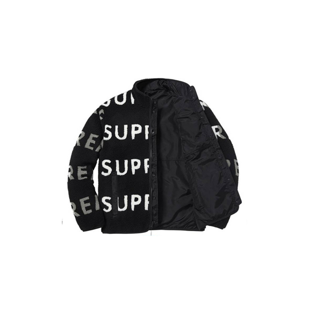 Supreme FW18 Reversible Logo Fleece Jacket Black