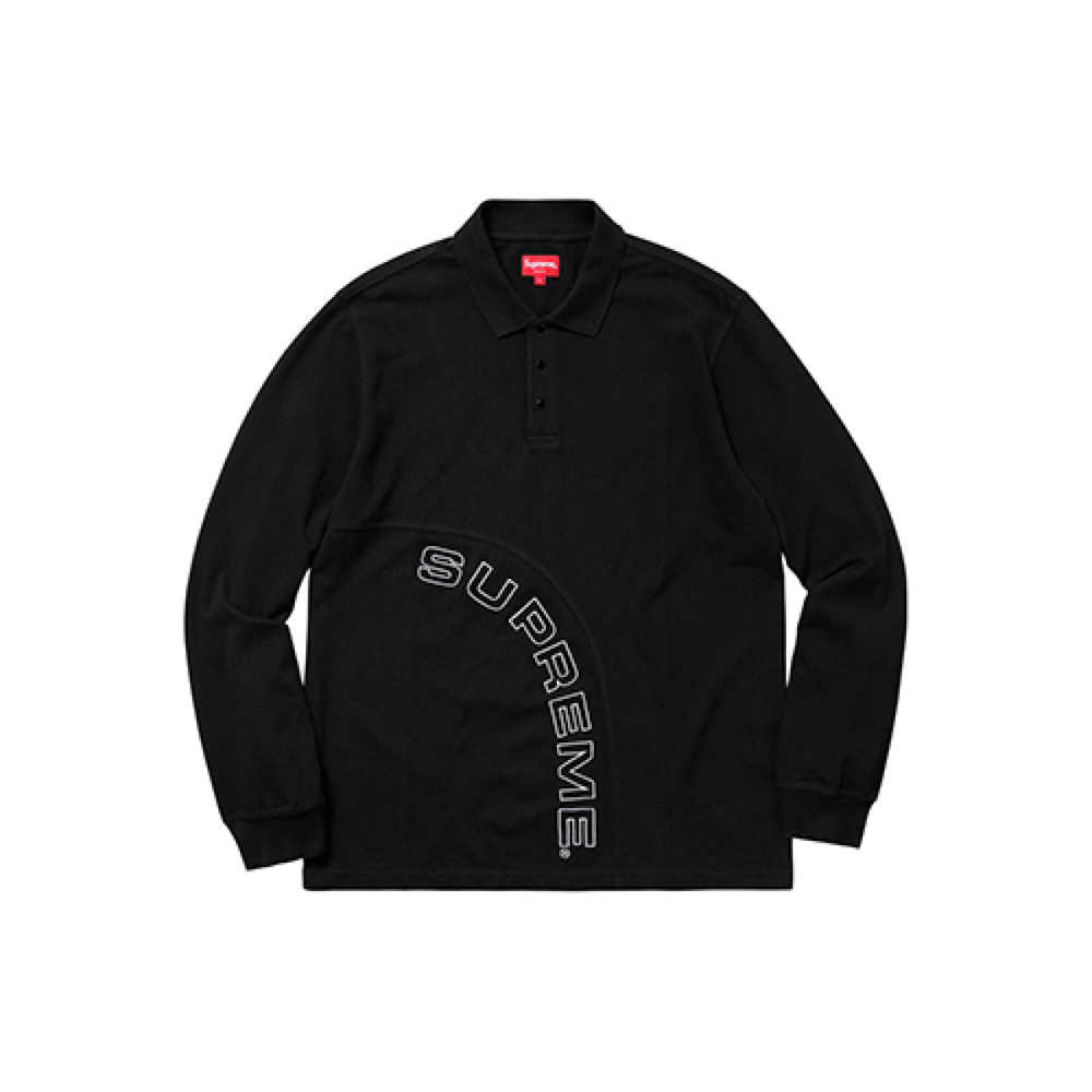 Supreme SS18 Corner Arc L/S Polo Black Logo polo