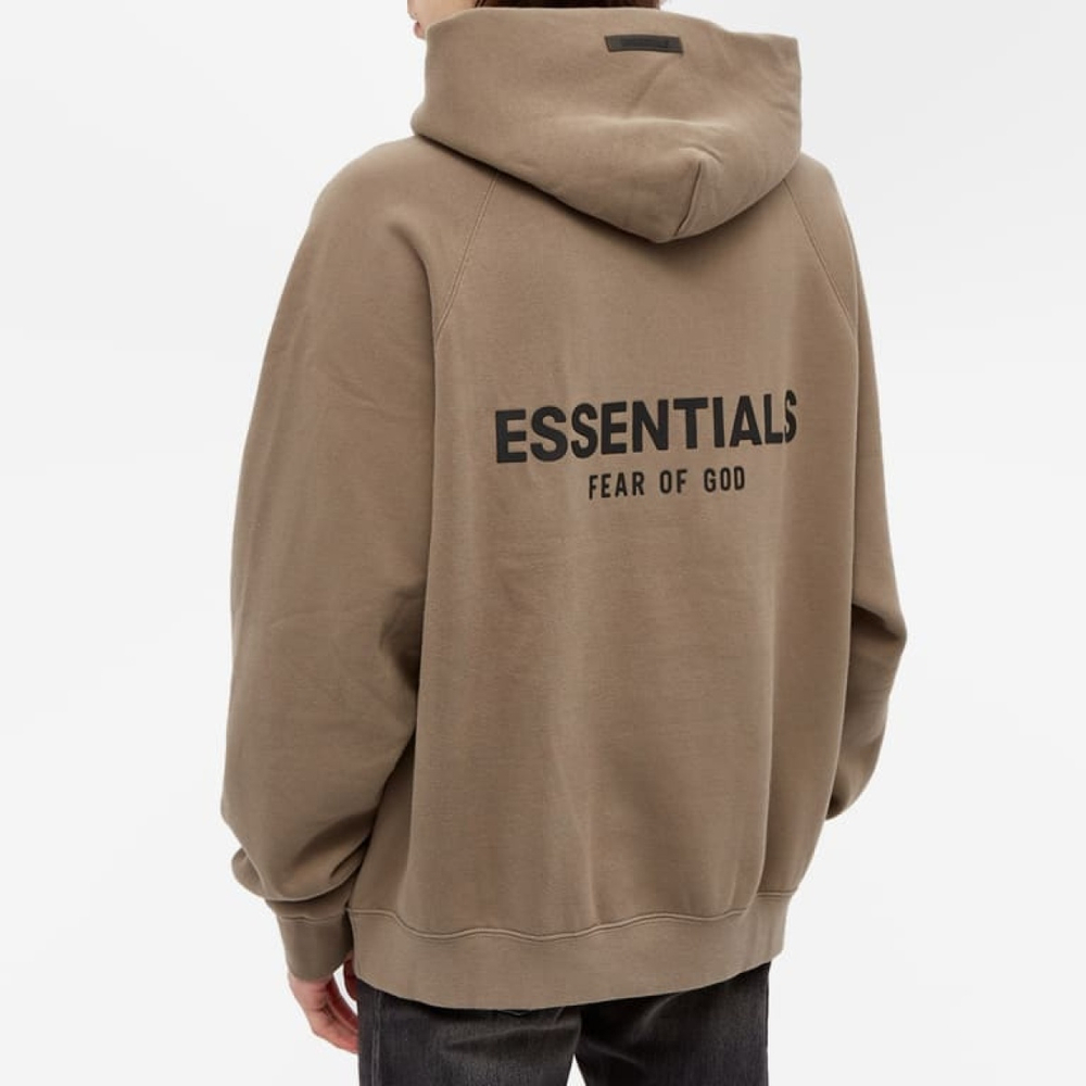 Fear of God Essentials Pull‑Over Hoodie Taupe Logo