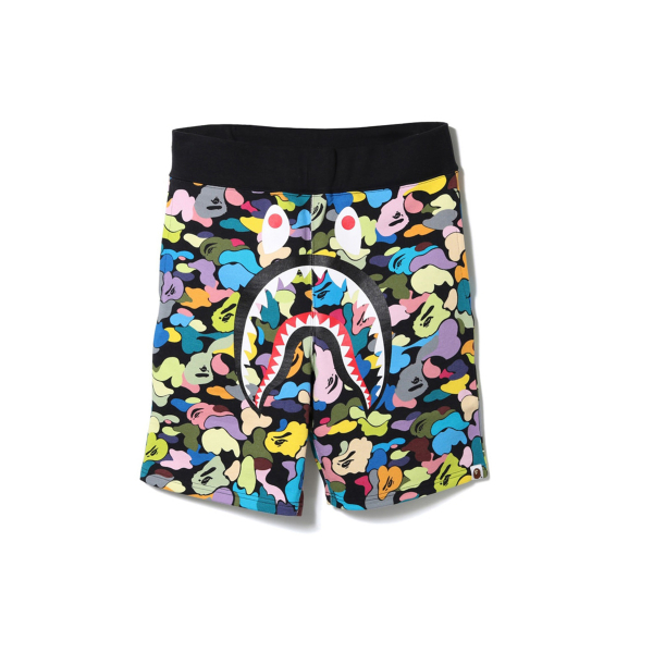BAPE Multi Camo Shark Sweat Shorts Black