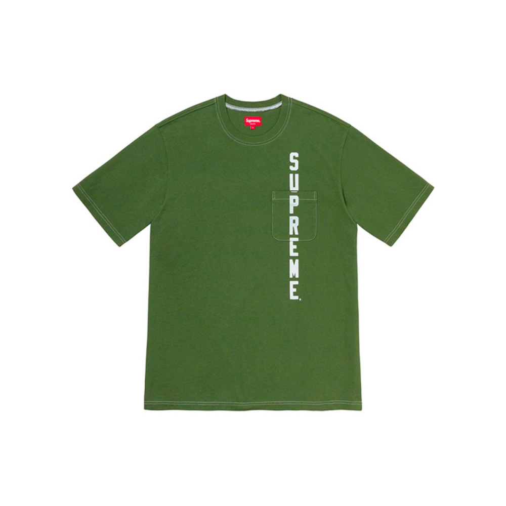 Supreme SS20 Week 6 Contrast Stitch Pocket Tee Logo T