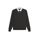 Fear of God Essentials SS23 waffle henley rugby off black Logo Polo