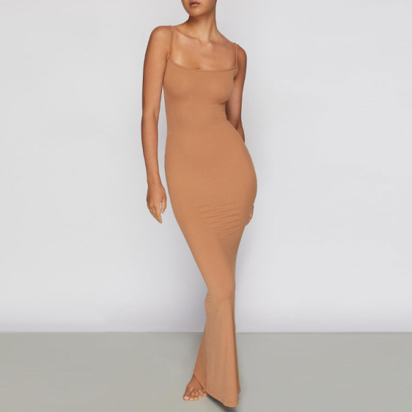 SKIMS SOFT LOUNGE LONG SLIP DRESS /CAMEL