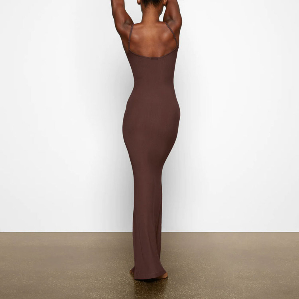 SKIMS SOFT LOUNGE LONG SLIP DRESS /COCOA
