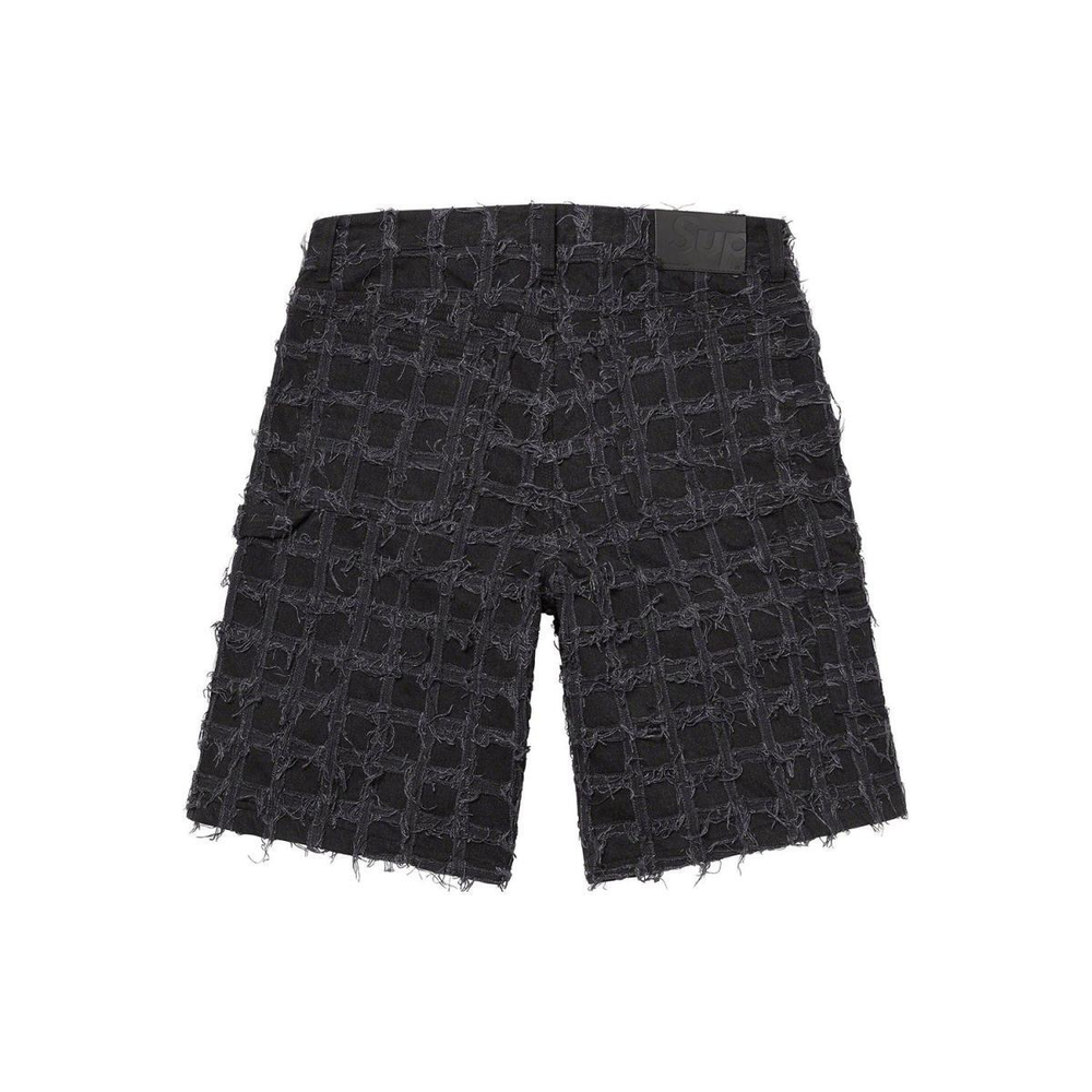 Supreme SS23 WEEK16 FRAYED PATCHWORK BAGGY DENIM SHORT logo