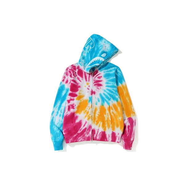A BATHING APE Bape Tie Dye Shark Wide Full Zip Hoodie
