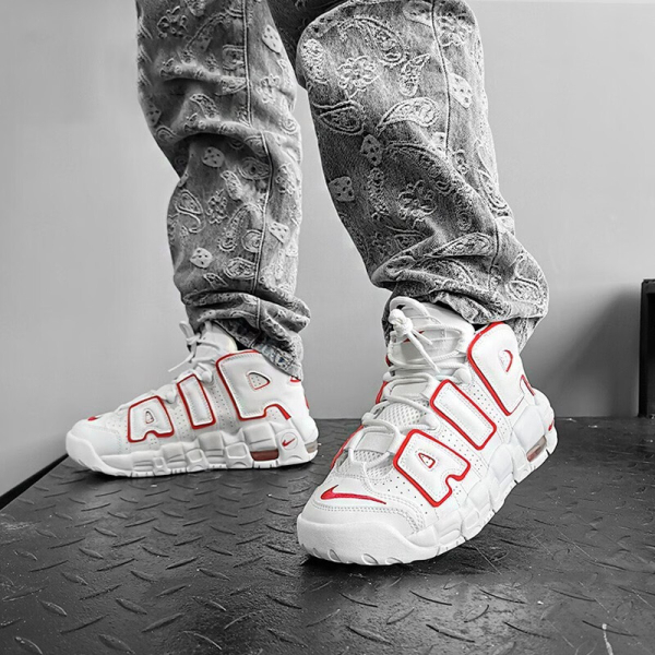 Nike Air More Uptempo "White Varsity Red Outline" 2021