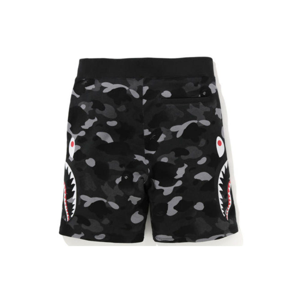 A BATHING APE Double Knit Side Shark Shorts Black