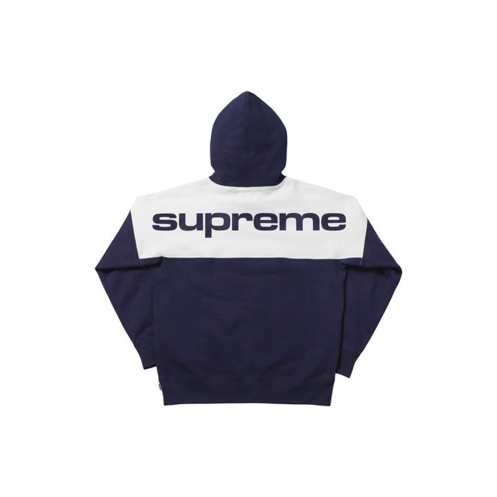 Supreme FW17 Blocked Hoodie Navy Logo