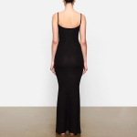 SKIMS SOFT LOUNGE LONG SLIP DRESS ONYX/
