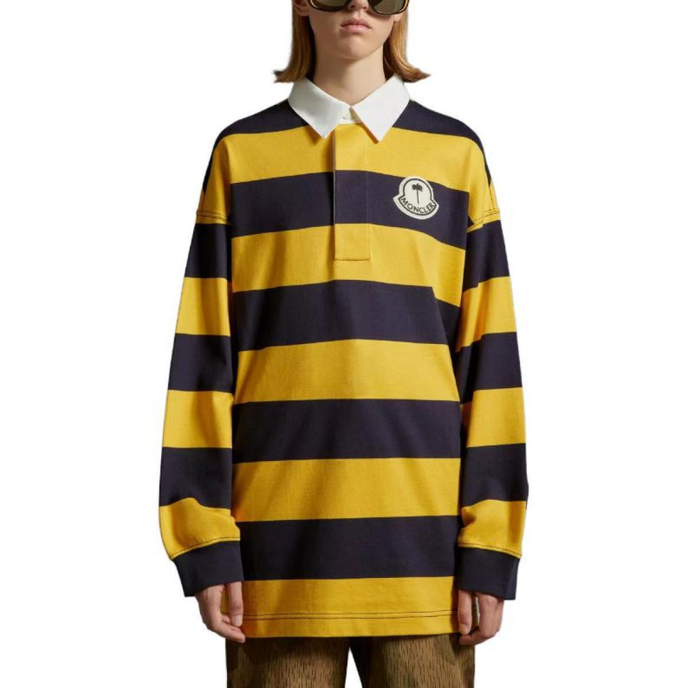 Moncler x Palm Angels Striped Long Sleeve Polo Shirt Logo Polo