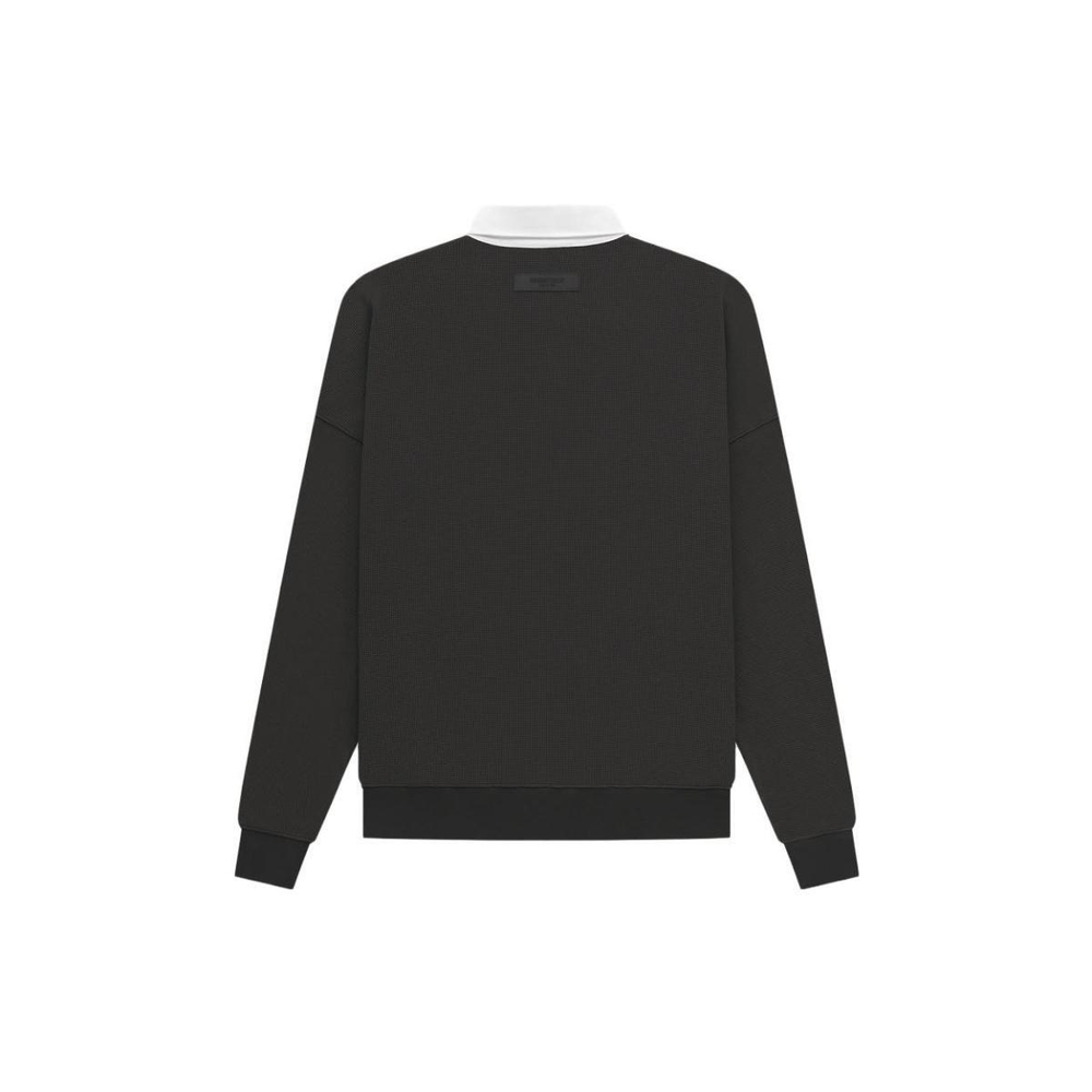 Fear of God Essentials SS23 waffle henley rugby off black Logo Polo