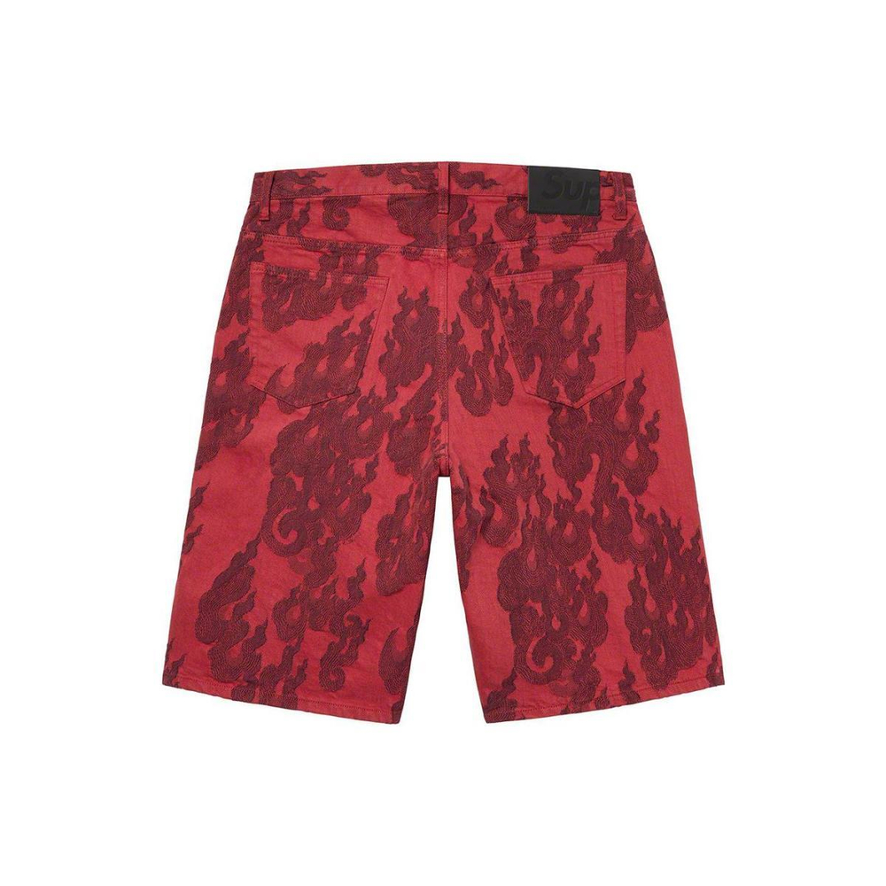 Supreme SS23 WEEK 13 FLAMES JACQUARD BAGGY DENIM SHORT