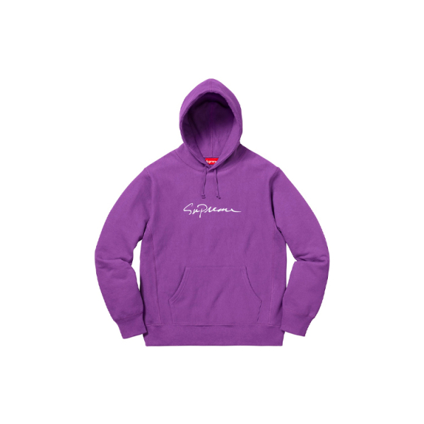 Supreme FW18 Classic Script Hooded Sweatshirt Violet Logo