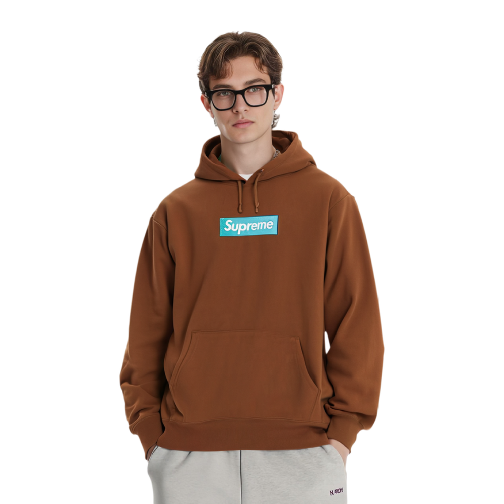Supreme FW17 Box Logo Hooded Sweatshirt Brown Logo