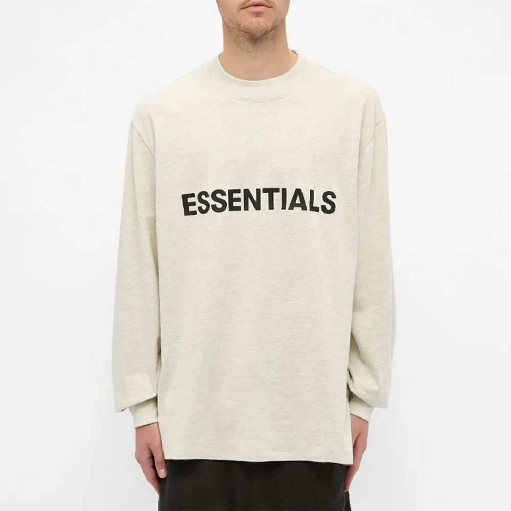 Fear of God Essentials SS20 Boxy Long Sleeves T-Shirt Buttercream/Cream Logo T