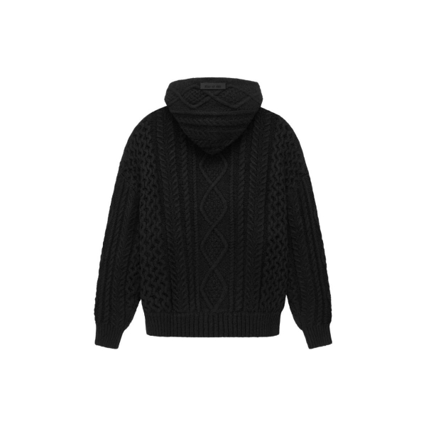 Fear of God Essentials The Black Collection SS23 Cable Knit Hoodie Jet Black