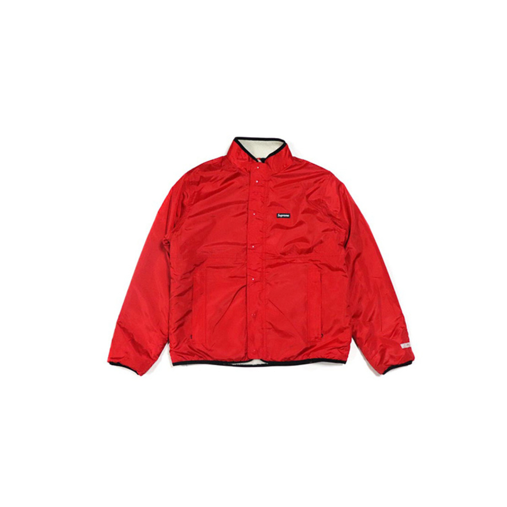 Supreme FW18 Reversible Logo Fleece Jacket Natural